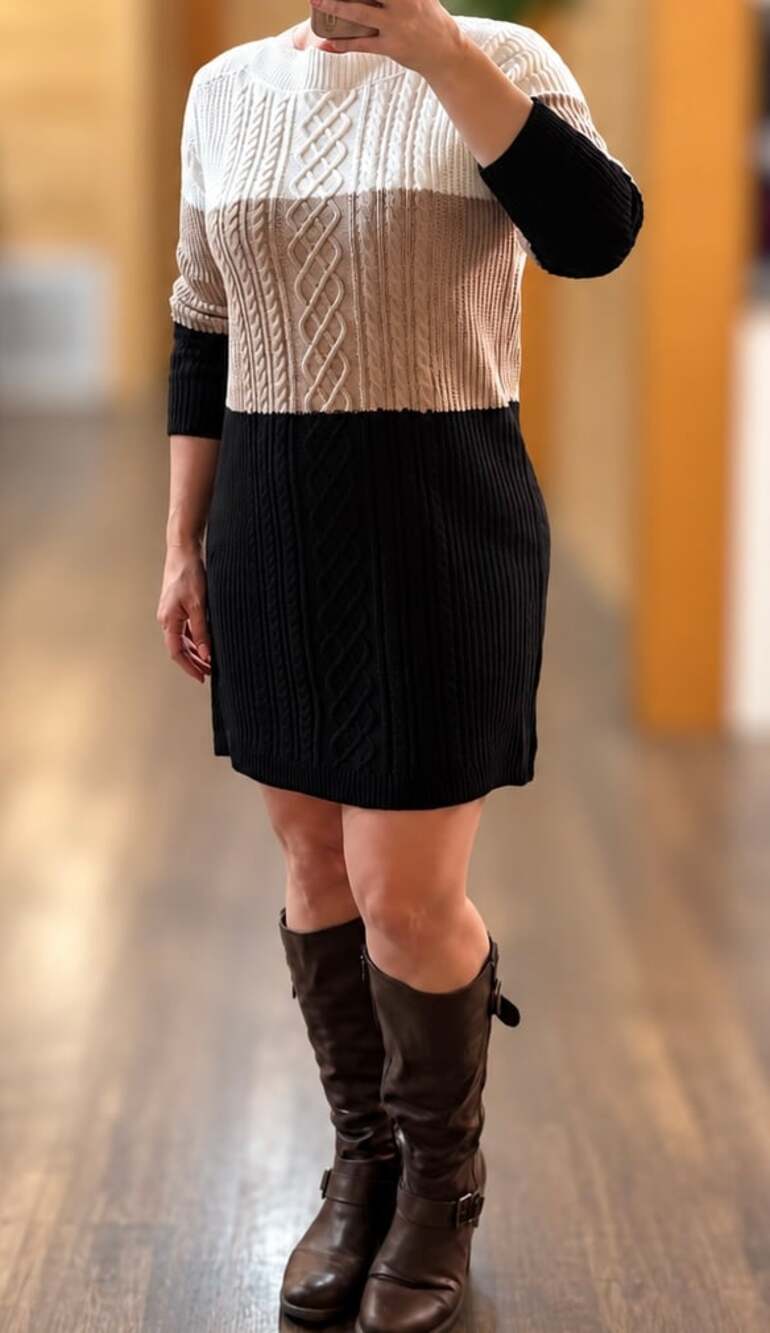 Tommy Hilfiger Colorblock Ribbed Knit Sweater Dress Size M